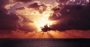 Sunset over the water