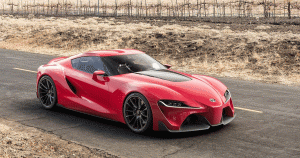 Red Toyota FT-1 concept car on a country hightway