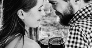 A couple drinking wine