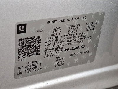 2018 Chevrolet Traverse LT Cloth