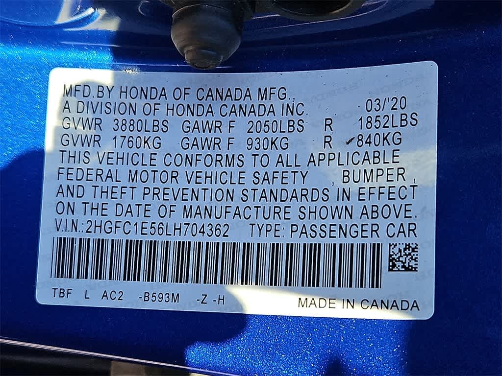 2020 Honda Civic Si Base