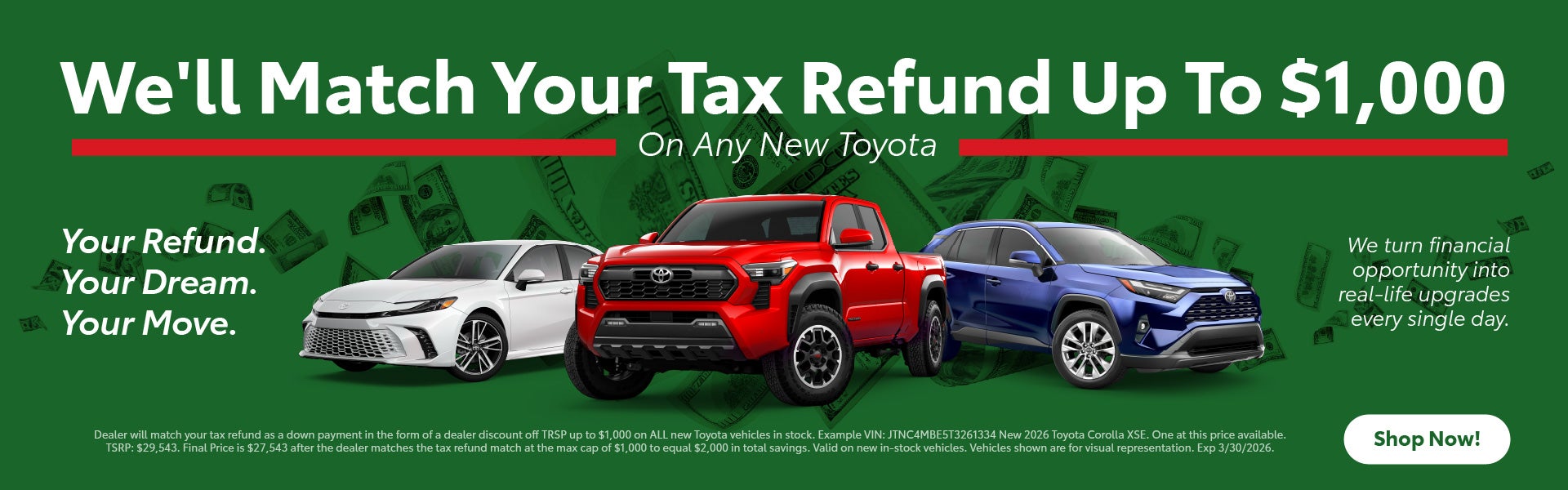 match your tax refund