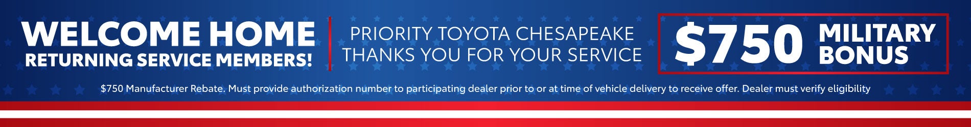 Military Bonus Homecoming Special